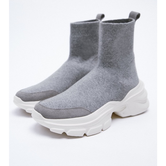 BNWT ZARA STRETCHED KNIGHT SNEAKERS - Picture 1 of 4